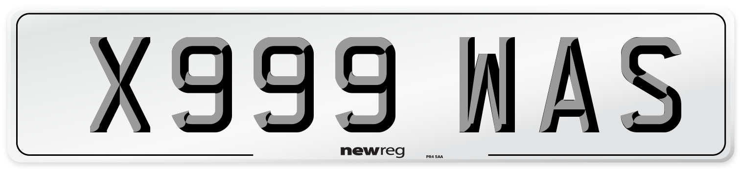 X999 WAS Number Plate from New Reg